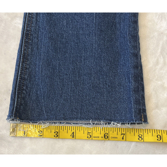 J Crew Women Billie Demi Boot Crop Jeans Size 29 Dark Wash Raw Hem Boho Western - Picture 6 of 10